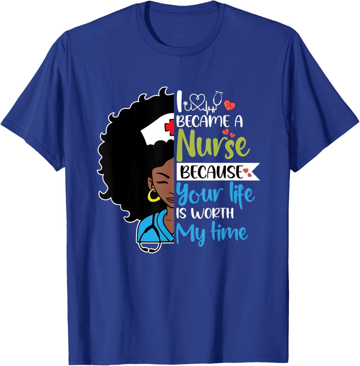 Black Woman Nurse Black History Month Nursing Scrub T-Shirt - T-Shirt | Royal