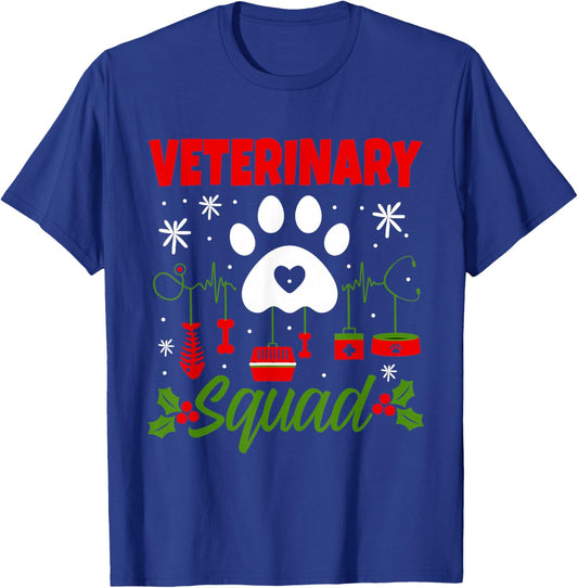 Veterinary Squad Christmas Vet Crew Tech Matching Holiday T-Shirt - T-Shirt | Royal