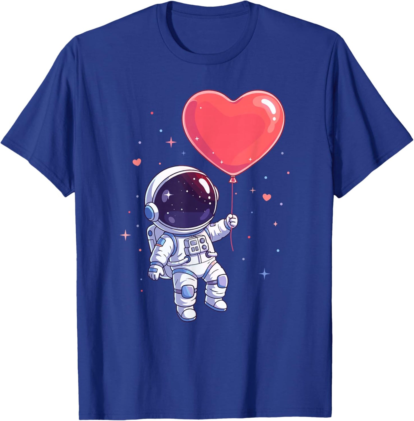 Kawaii Astronaut Heart Balloon Love in Space Valentines Day T-Shirt - T-Shirt | Royal