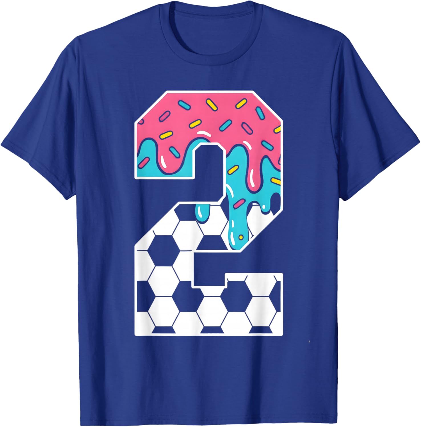 Soccer 2 Year Old Ice Cream Drip Youth 2nd Birthday Boy 2 T-Shirt - T-Shirt | Royal