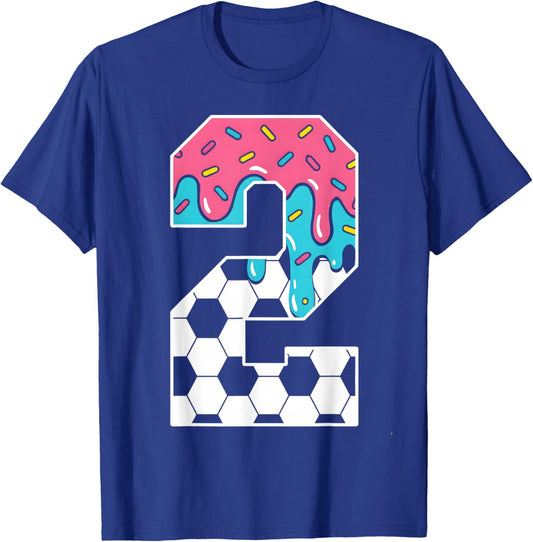 Soccer 2 Year Old Ice Cream Drip Youth 2nd Birthday Boy 2 T-Shirt - T-Shirt | Royal