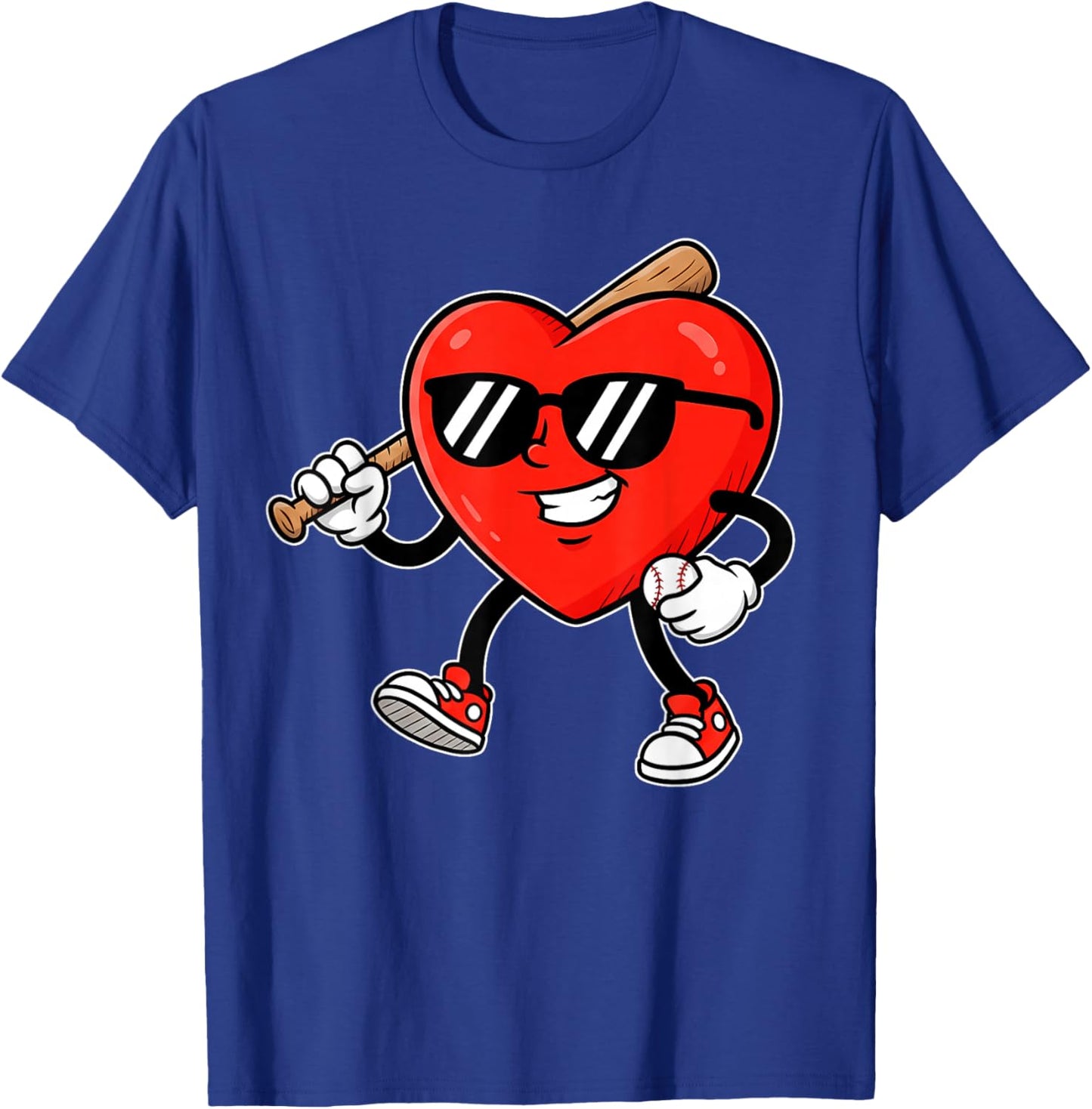 Boy Valentines Day Funny Heart Love Baseball Boys Men Kids T-Shirt - T-Shirt | Royal