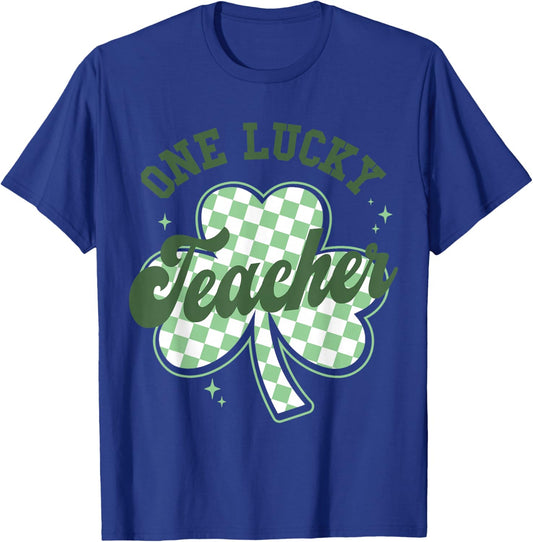 Teacher St Patricks Day Cute One Lucky Teacher Shamrock T-Shirt - T-Shirt | Royal