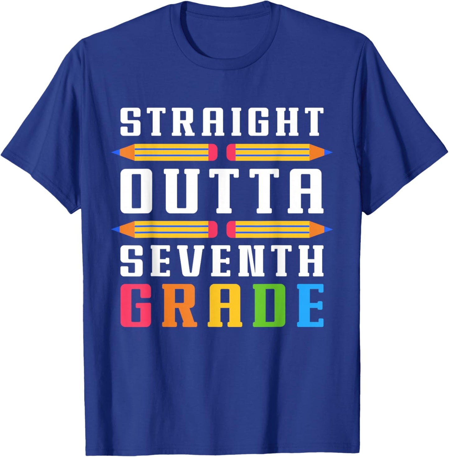 Straight Outta Seventh Grade Graduation Fun Back to School T-Shirt - T-Shirt | Royal