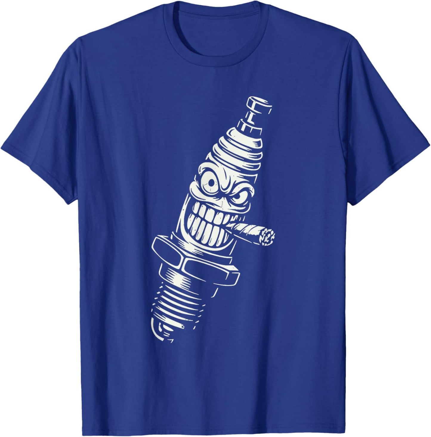 Spark Plug Smoking Cigar Vintage Garage Mechanic Cartoon T-Shirt - T-Shirt | Royal