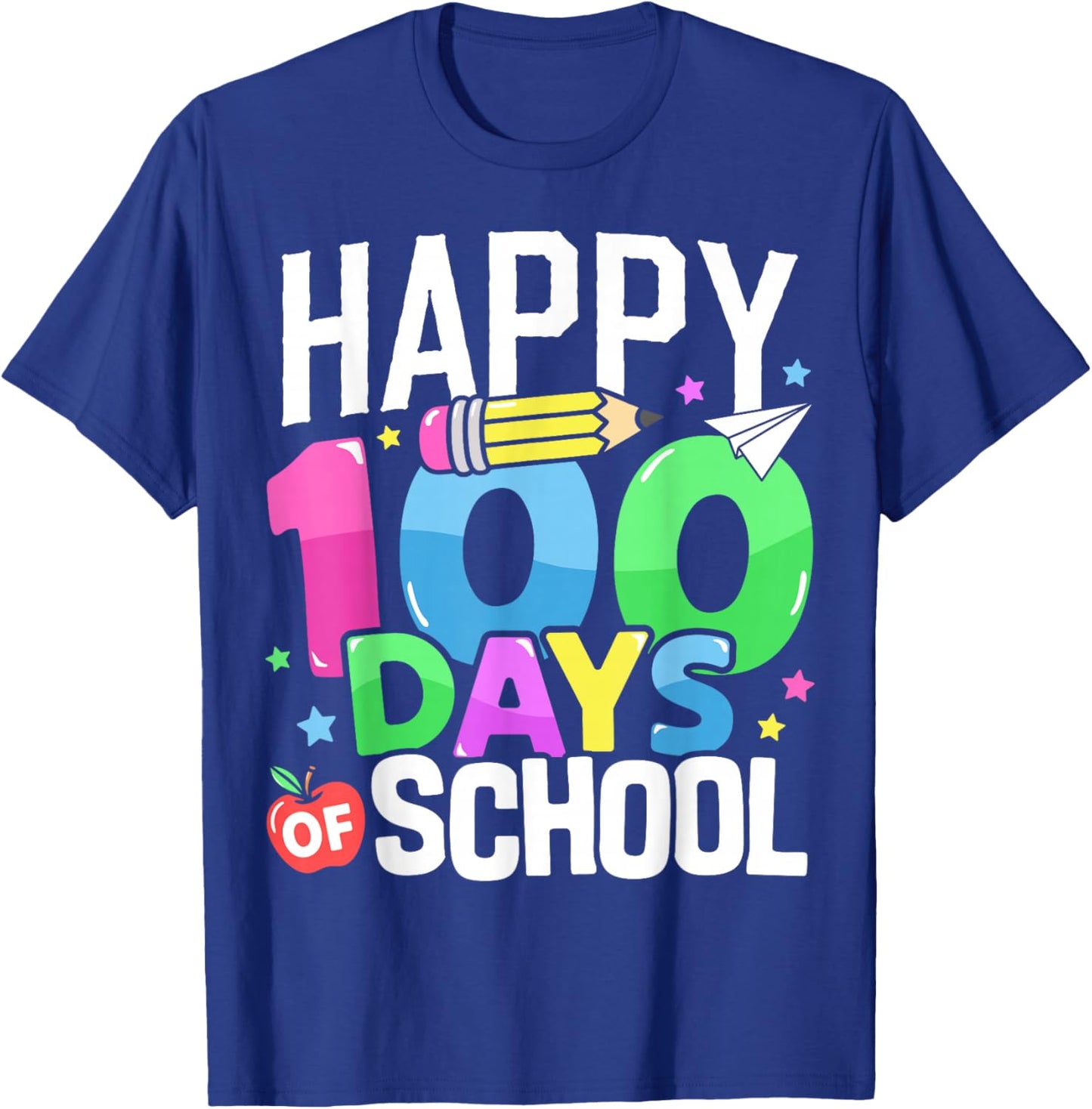 Happy 100 Days of School Teacher 100th Day of School Kids T-Shirt - T-Shirt | Royal