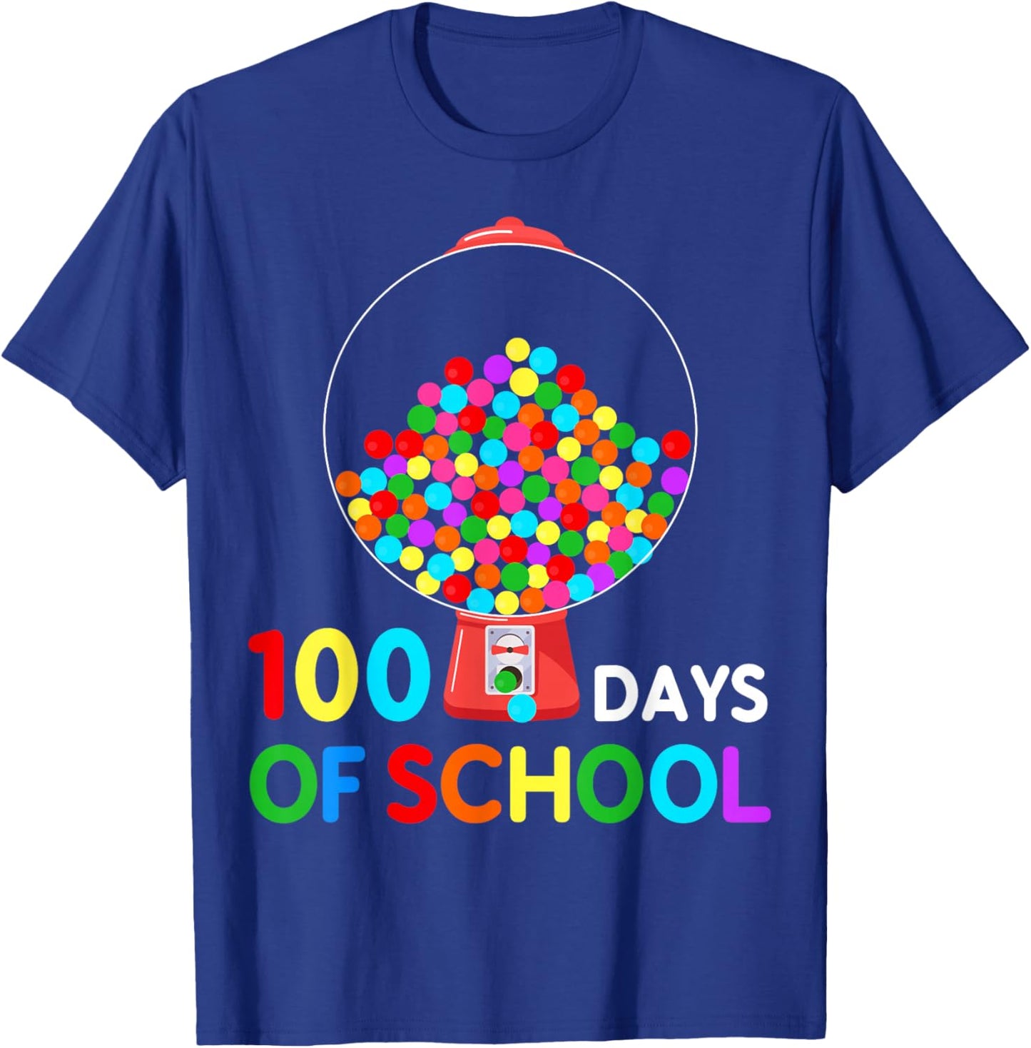 100 Days of School Gumball Machine 100th Day of School Kids T-Shirt - T-Shirt | Royal