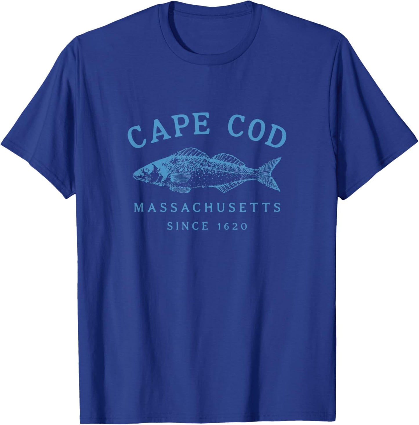 Cape Cod Retro Fishing Graphic T-Shirt - T-Shirt | Royal