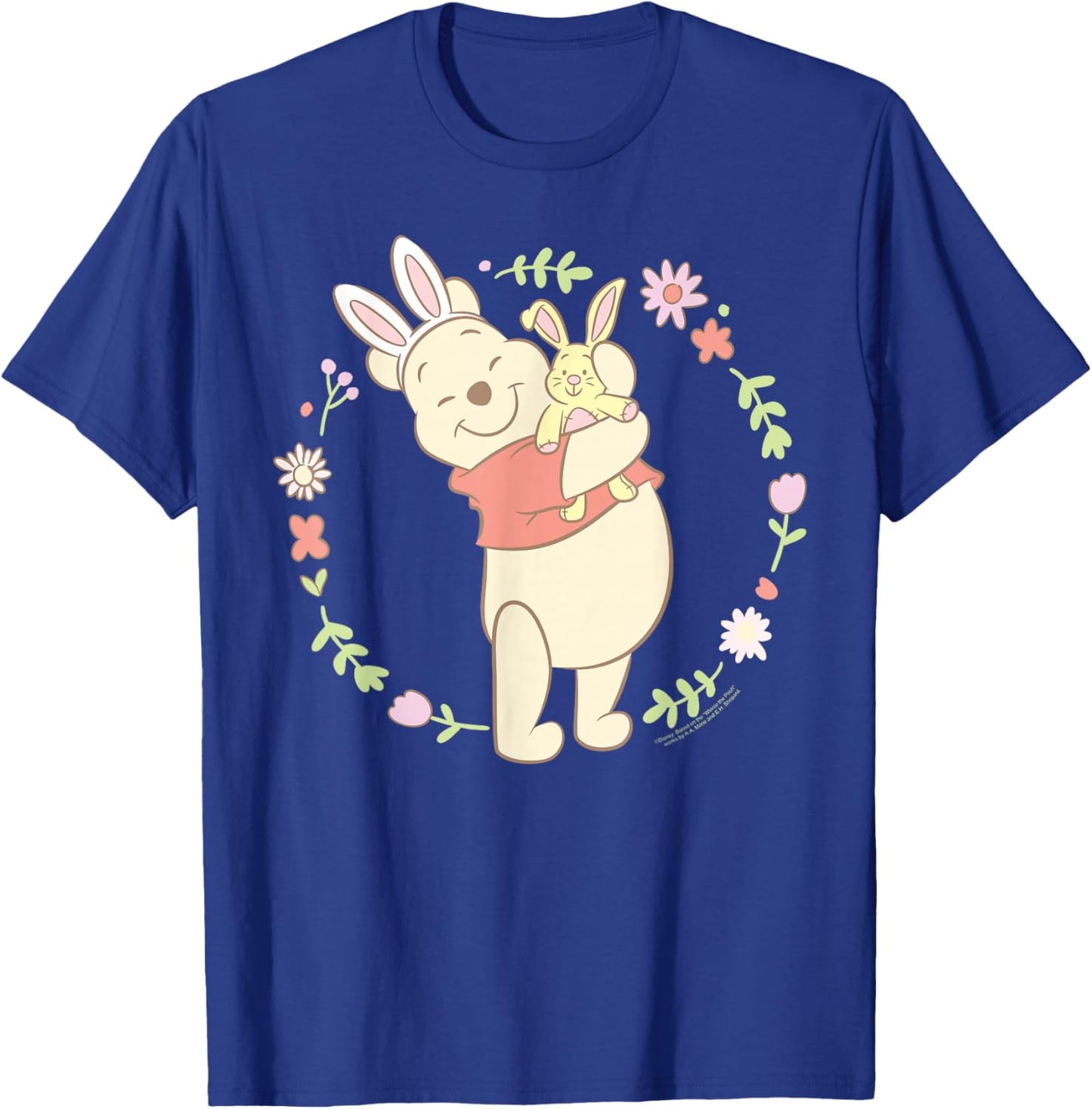 Disney Winnie The Pooh Easter Bunny Hug Pastel Spring Flower T-Shirt - T-Shirt | Royal