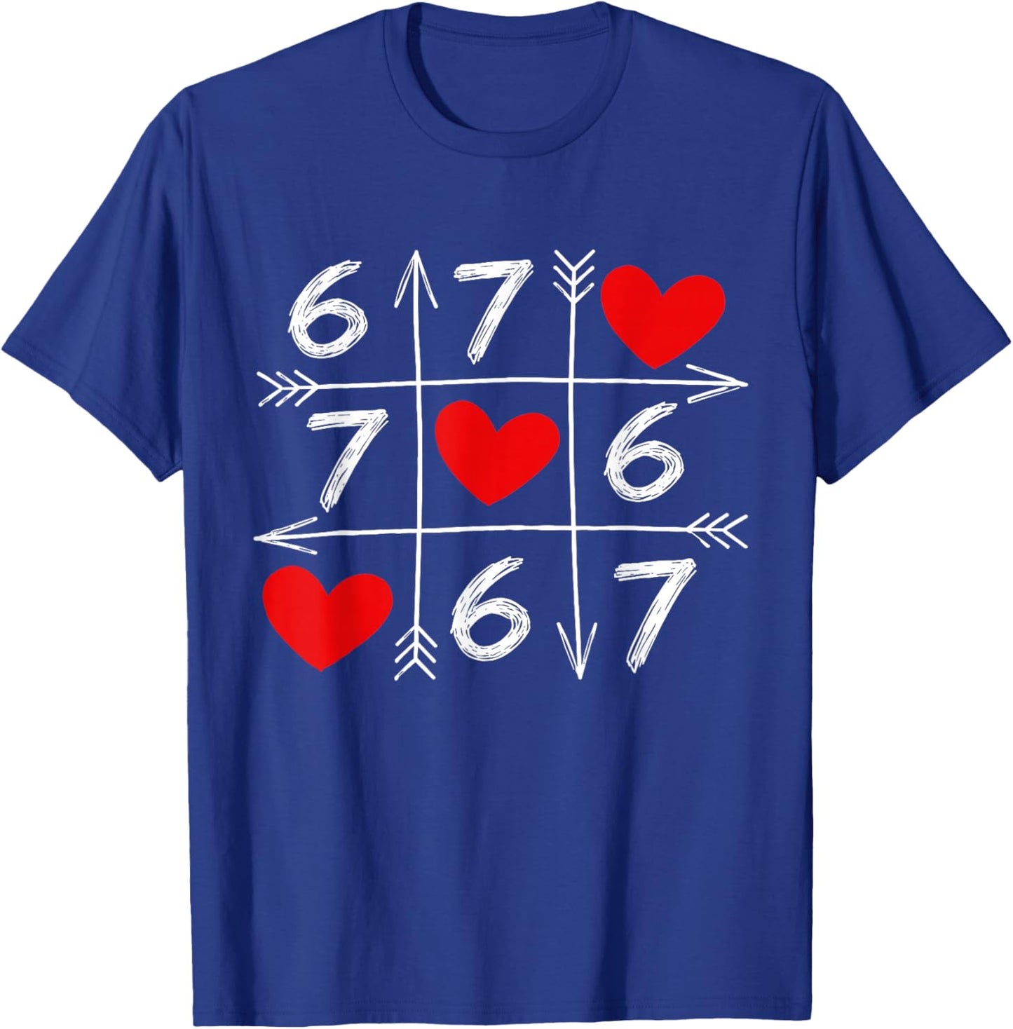 67 Six Seven Meme 6 7 Heart Valentine’s Day Teens Boys Girls T-Shirt - T-Shirt | Royal