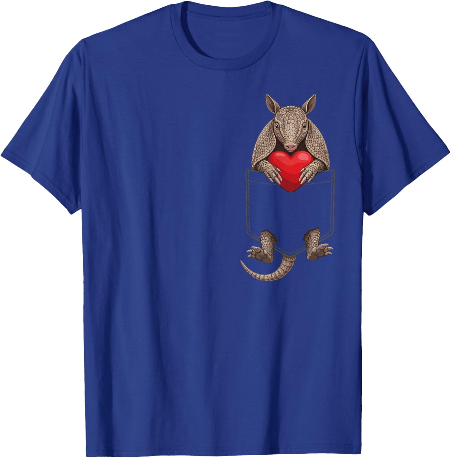 Cute Armadillo in Pocket Animal Lover Design Valentines T-Shirt - T-Shirt | Royal