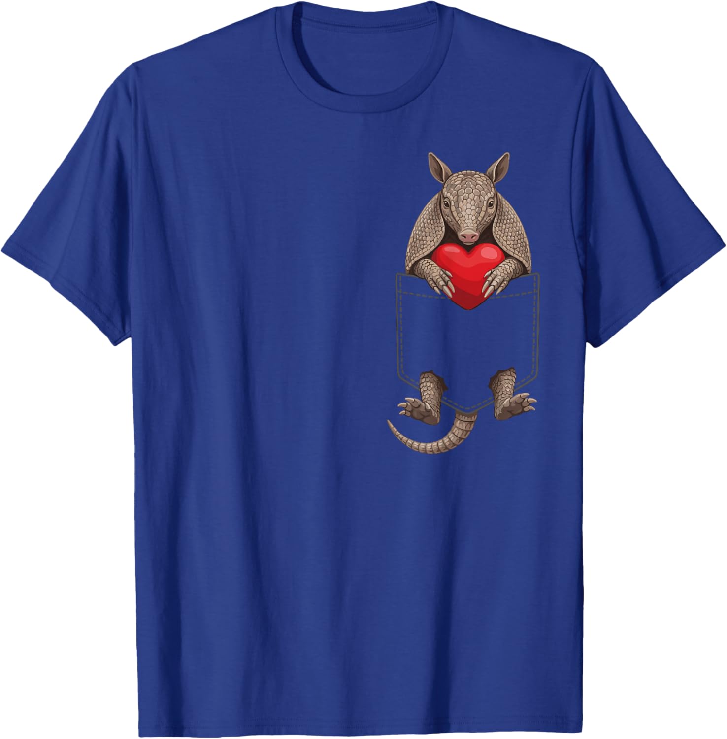Cute Armadillo in Pocket Animal Lover Design Valentines T-Shirt - T-Shirt | Royal