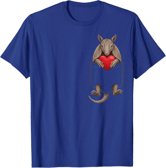 Cute Armadillo in Pocket Animal Lover Design Valentines T-Shirt - T-Shirt | Royal