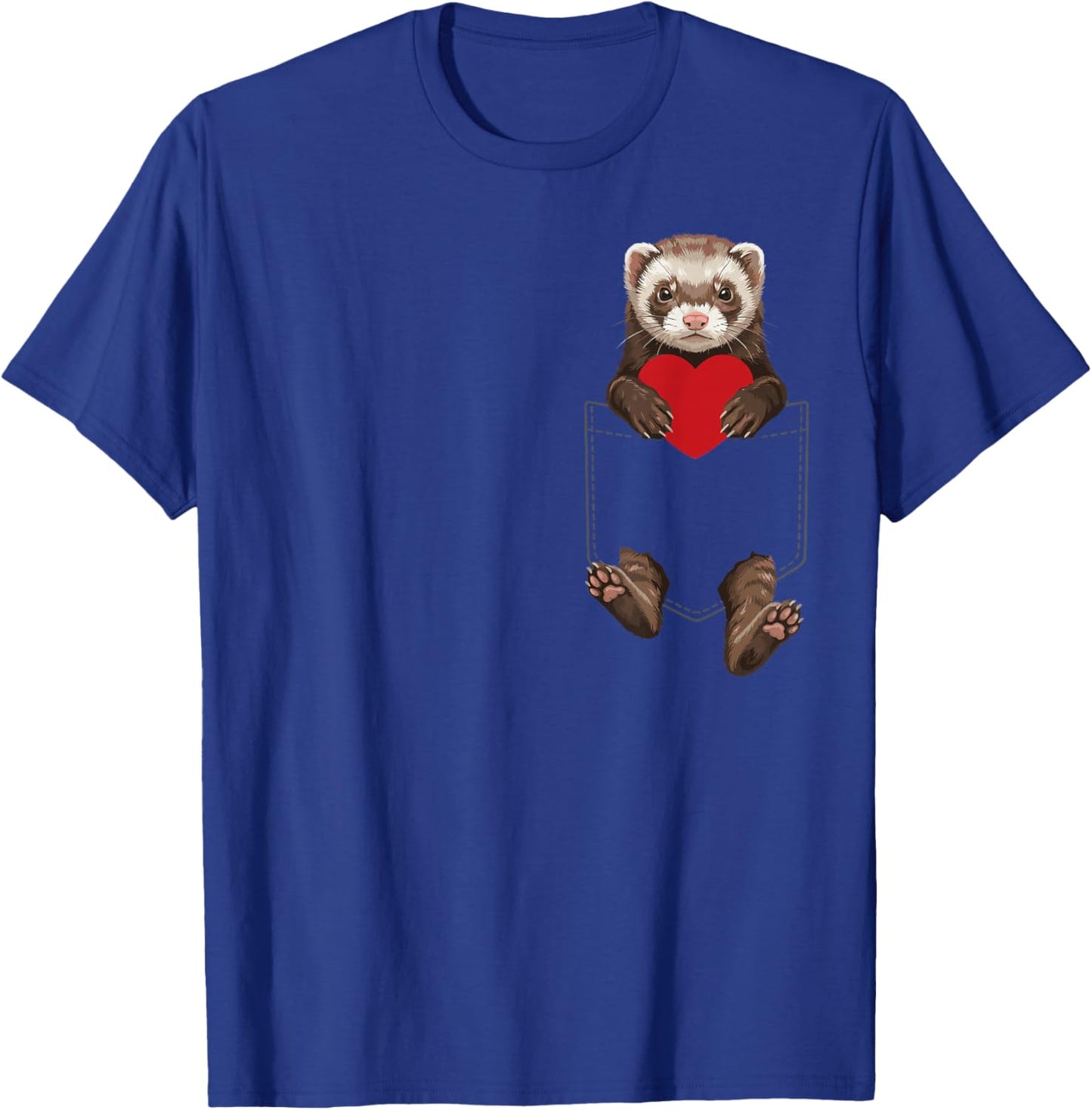 Ferret in Pocket Animal Lover Design Valentines T-Shirt - T-Shirt | Royal