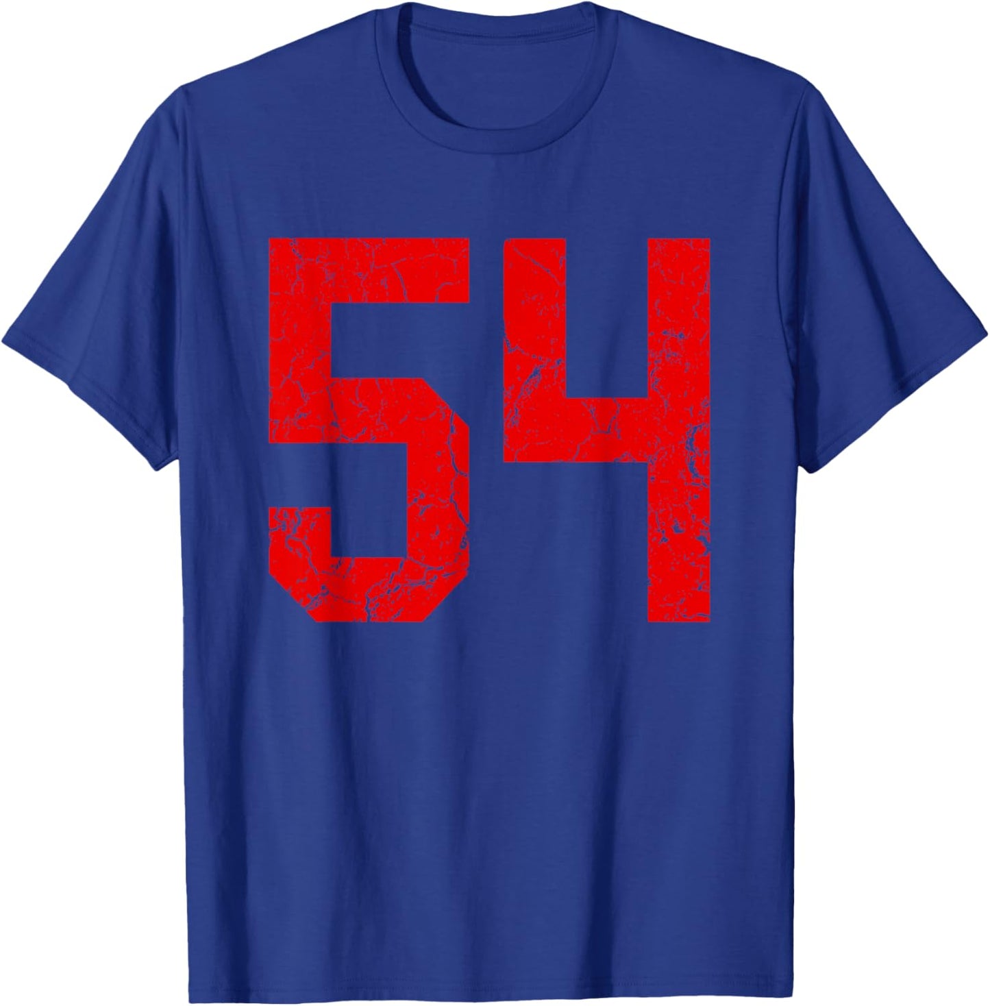 Distressed Red Number 54 Jersey Player Uniform #54 T-Shirt - T-Shirt | Royal