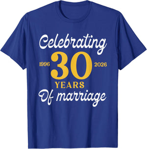 Funny 30 Years of Marriage 1996 30th Wedding Anniversary T-Shirt - T-Shirt | Royal