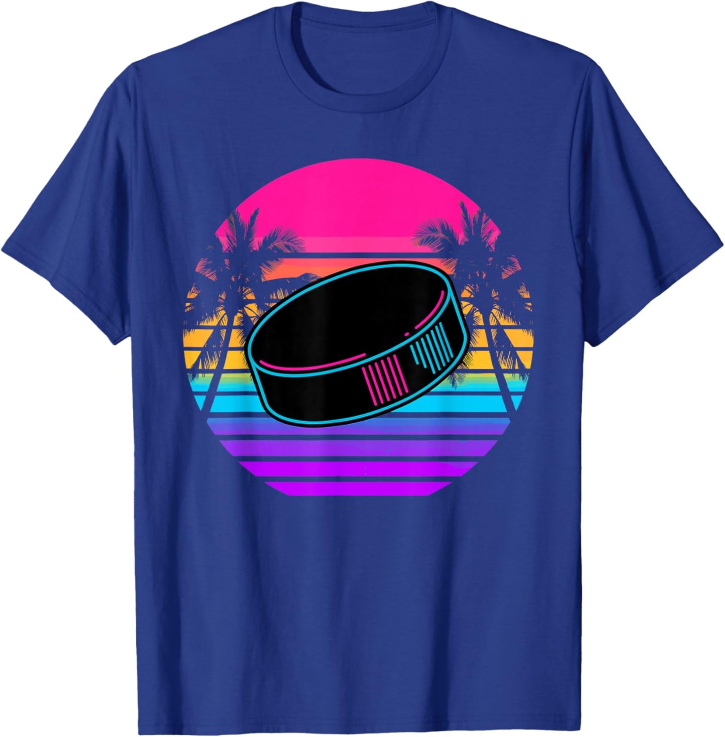 Retro Beach Palm Ice Hockey T-Shirt - T-Shirt | Royal