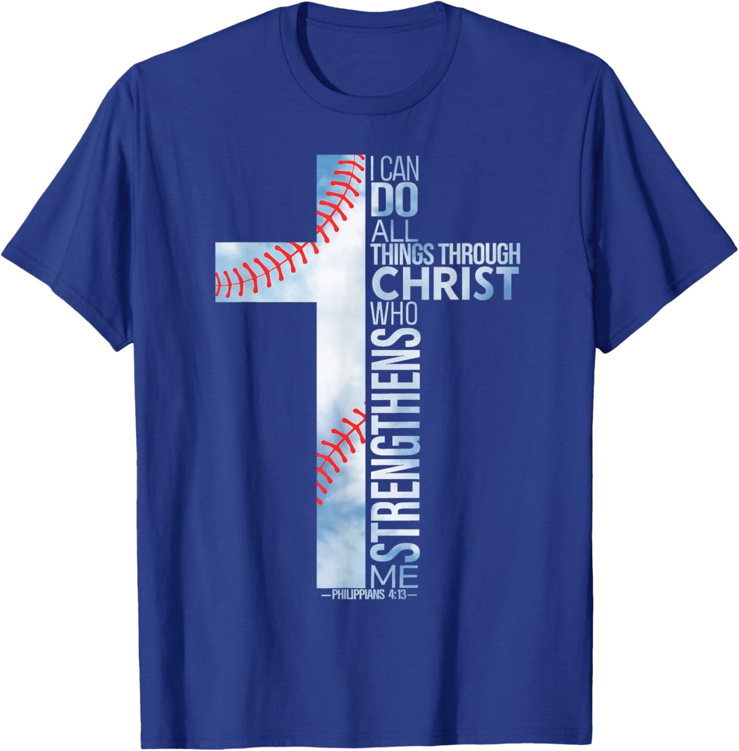 Youth Christian Baseball Men Player Team Religious Graphic T-Shirt - T-Shirt | Royal
