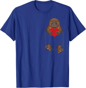 Cute Platypus in Pocket Wildlife Lover Valentines T-Shirt - T-Shirt | Royal