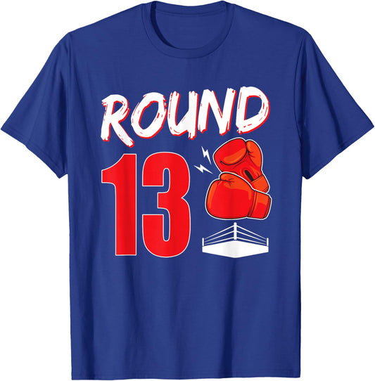 13 Year Old Birthday Boy 13th Birthday Boxing Themed Party T-Shirt - T-Shirt | Royal