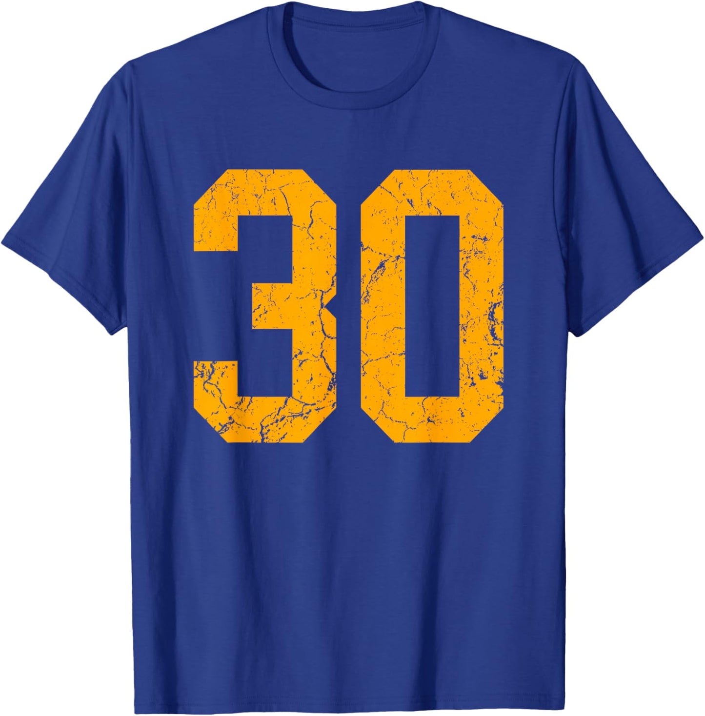 Distressed Orange Number 30 Jersey Player Uniform #30 T-Shirt - T-Shirt | Royal