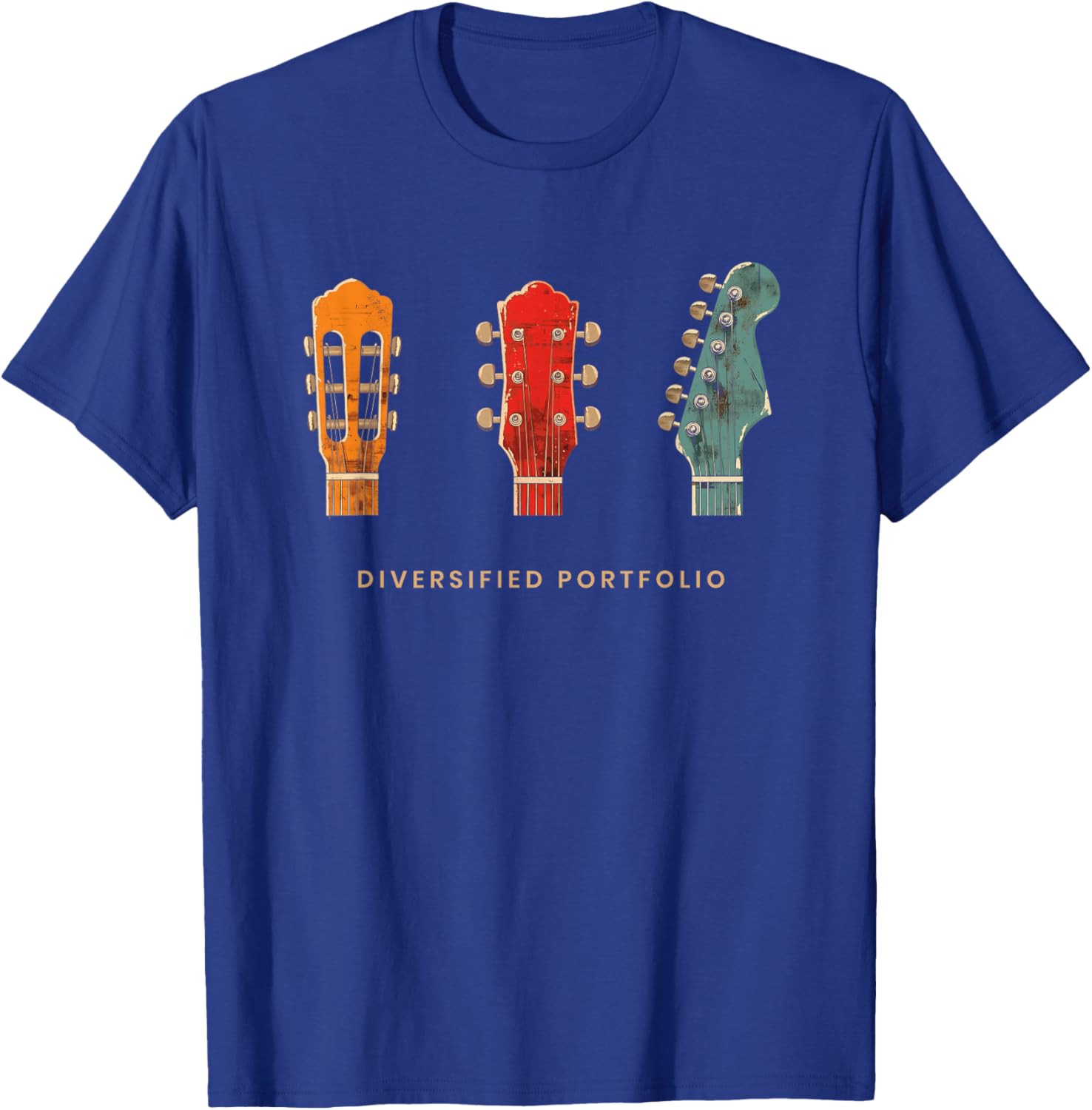 Diversified Portfolio Headstocks Men Women Guitar Graphic T-Shirt - T-Shirt | Royal