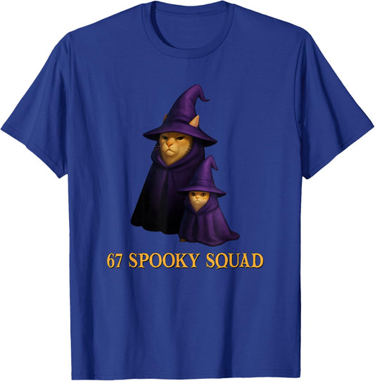 67 Meme Halloween Haunted Spooky - Six Seven Wizard Cat Meme T-Shirt - T-Shirt | Royal