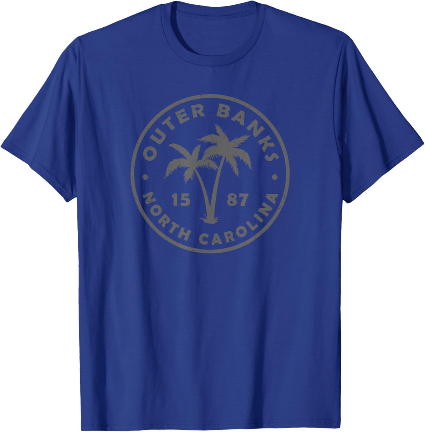 Outer Banks North Carolina Palm Tree OBX Men Women Souvenir T-Shirt - T-Shirt | Royal