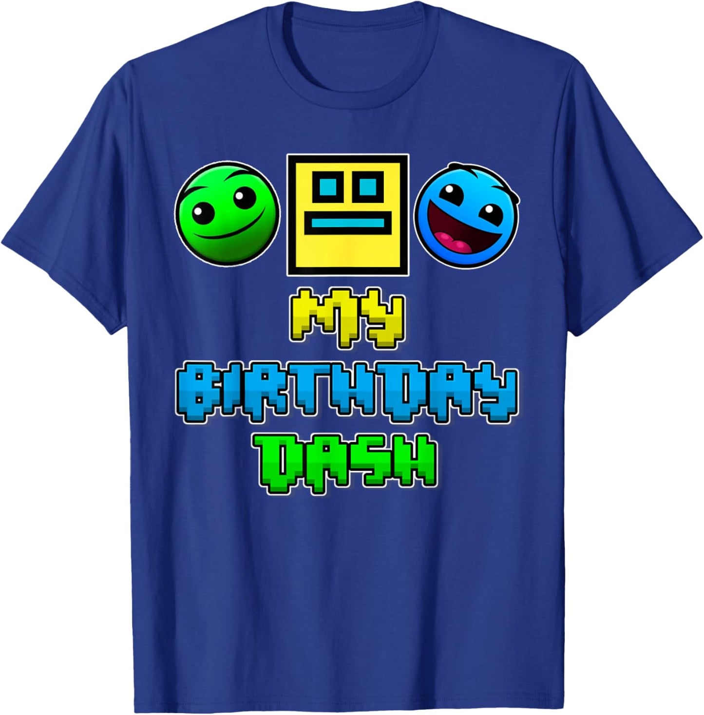 My Birthday Dash Video Game Theme Party Geometry Game Dash T-Shirt - T-Shirt | Royal