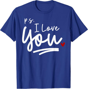PS I Love You Day Valentine's Day Purple Heart Women Men Kid T-Shirt - T-Shirt | Royal