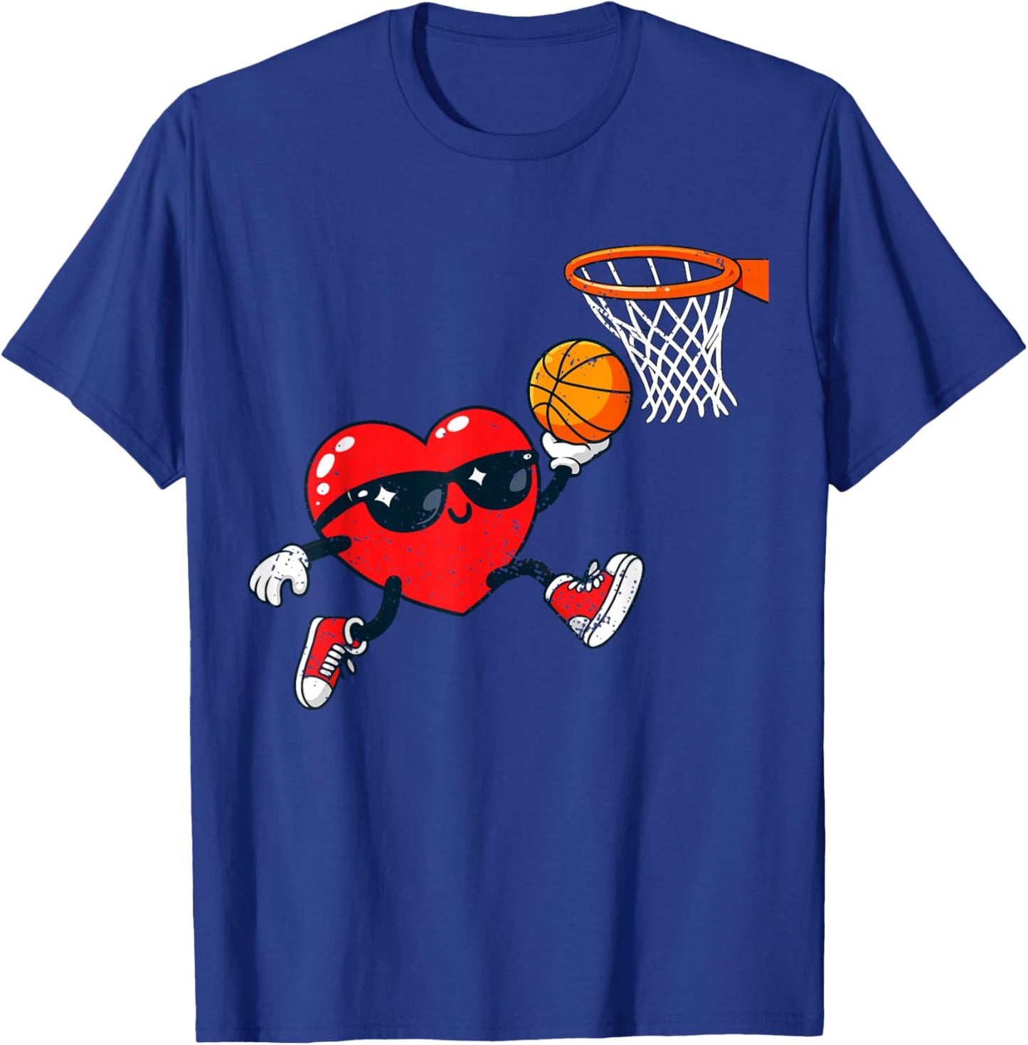 Valentines Day Basketball Funny Red Heart Love Boys Kids T-Shirt - T-Shirt | Royal