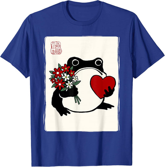 Grumpy Frog Japanese Men Women Kids St. Valentine's Day T-Shirt - T-Shirt | Royal