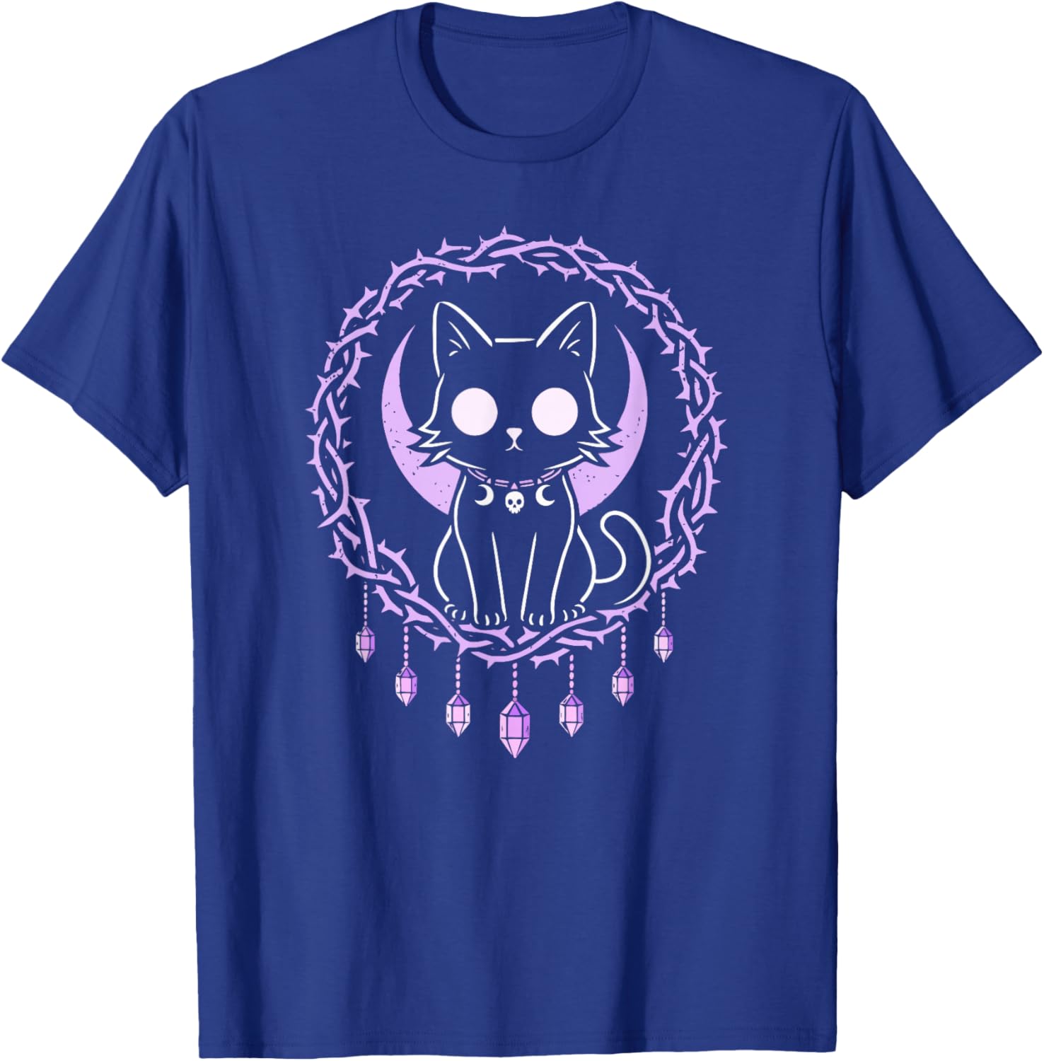 Cat Kitty Moon Creepy Cute Kawaii Pastel Goth Purple Crystal T-Shirt - T-Shirt | Royal