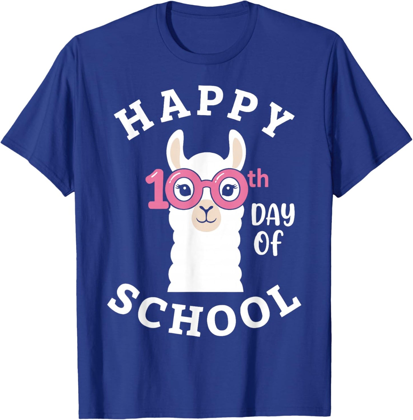Happy 100th Day of School Llama Teacher Student T-Shirt - T-Shirt | Royal