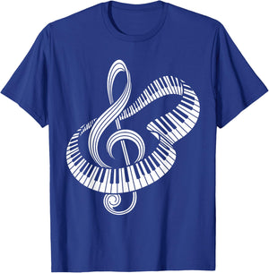 Pianist Music Note Treble Clef Piano Player Keyboard Teacher T-Shirt - T-Shirt | Royal