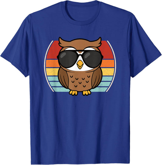 Cool Owl Lover Men Boys Kids T-Shirt - T-Shirt | Royal