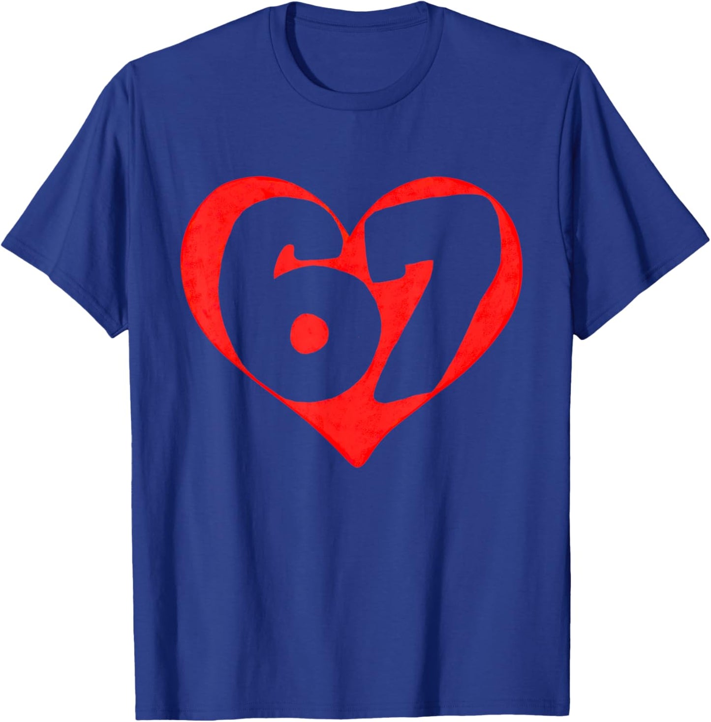 Funny Valentines Heart Silhouette 67 Six Seven Kids Teens T-Shirt - T-Shirt | Royal