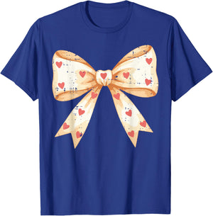 Valentines Day Coquette Bow Hearts Ribbon Girls Kids Women T-Shirt - T-Shirt | Royal