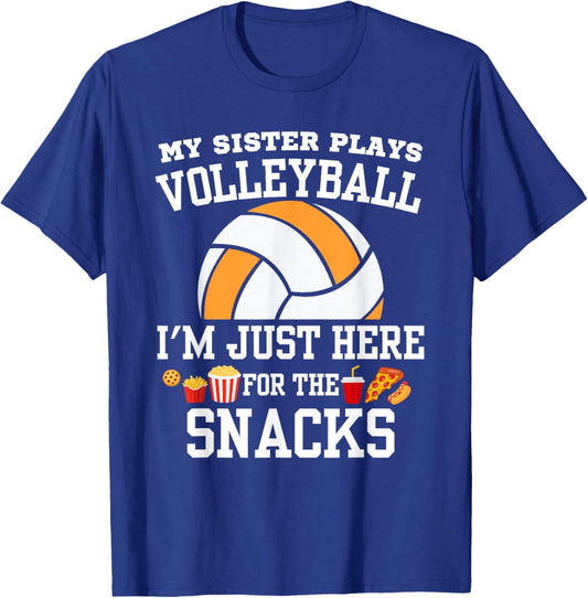 My Sister Plays Volleyball Just Here for The Snacks Brother T-Shirt - T-Shirt | Royal