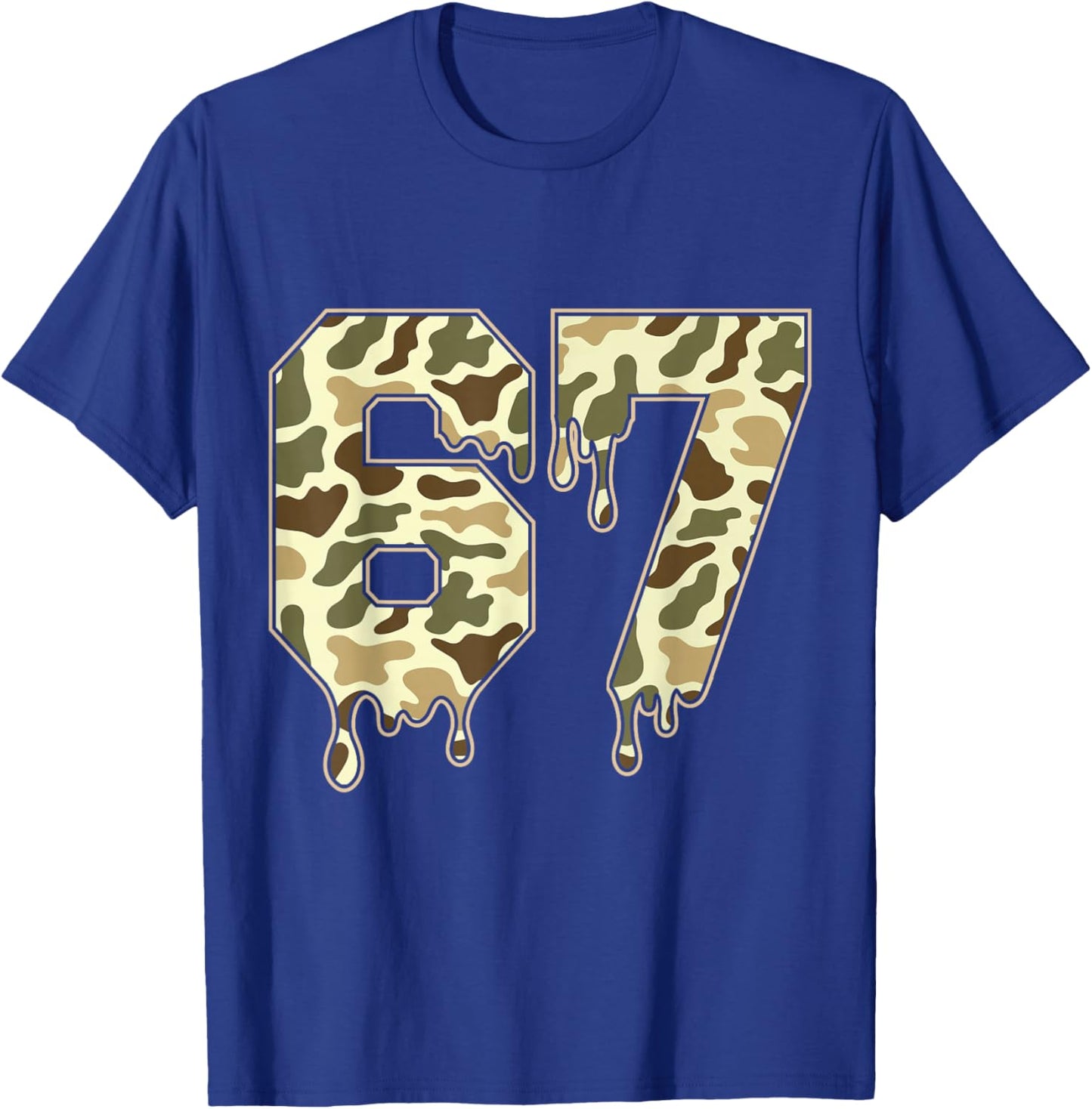 Funny Six Seven Camouflage Dripping Gen Alpha Slang 6 7 Meme T-Shirt - T-Shirt | Royal