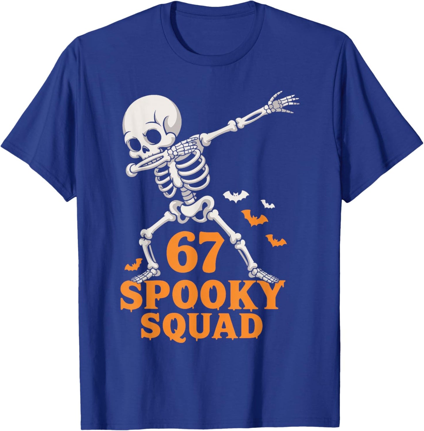 67 Spooky Squad 6 7 Numbers Six Seven Kids Skeleton T-Shirt - T-Shirt | Royal
