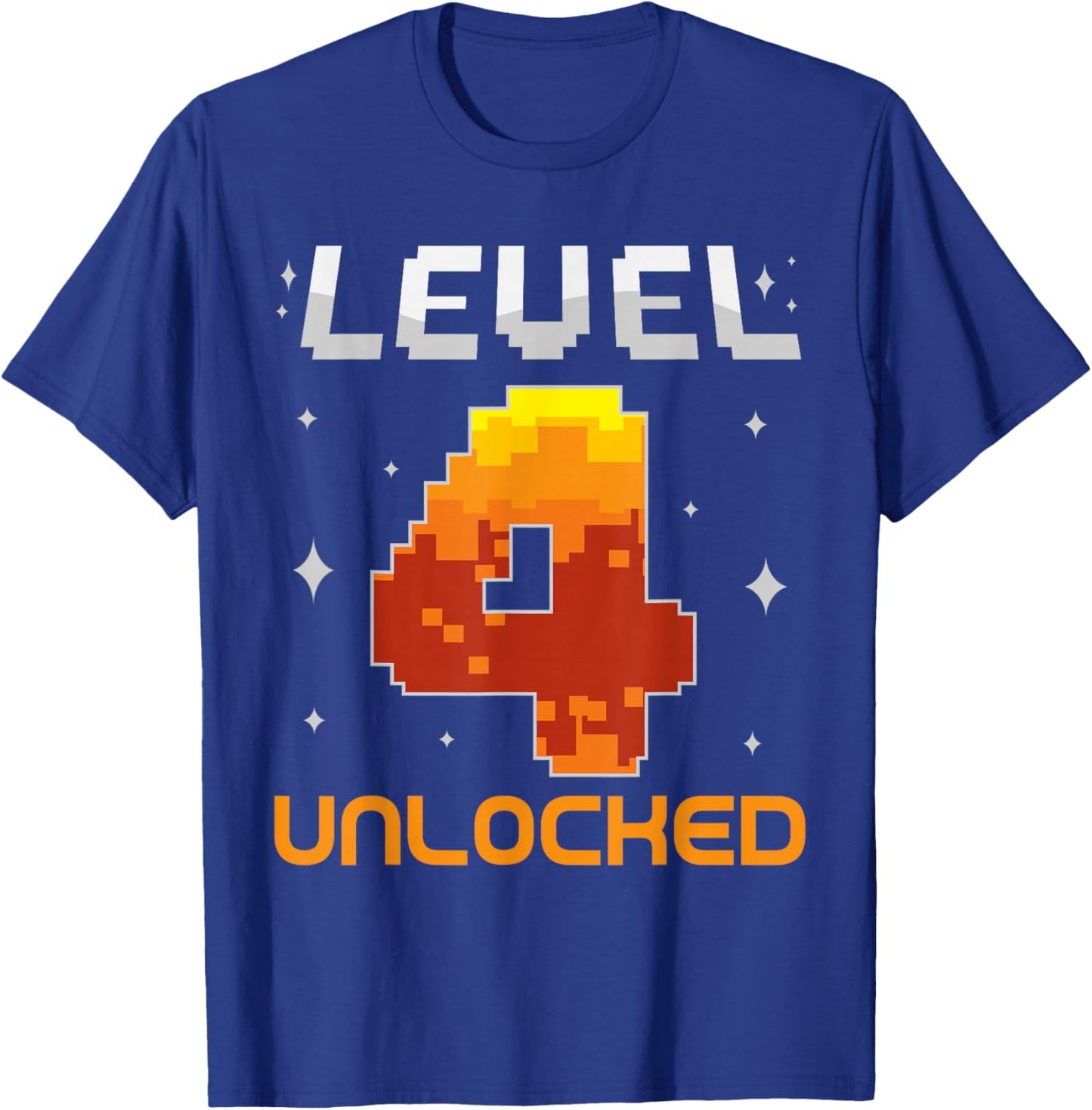 Level 4 Unlocked 4th Birthday Four Years Old Gamer Gaming T-Shirt - T-Shirt | Royal