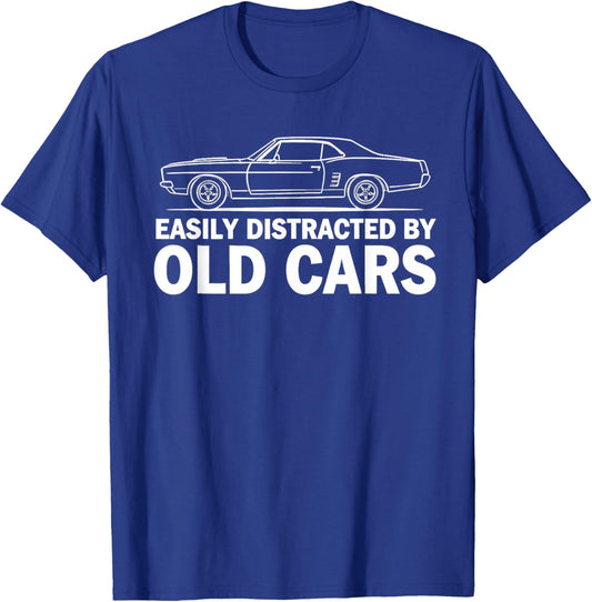 Easily Distrackted by Old Cars Classic Car Guy T-Shirt - T-Shirt | Royal
