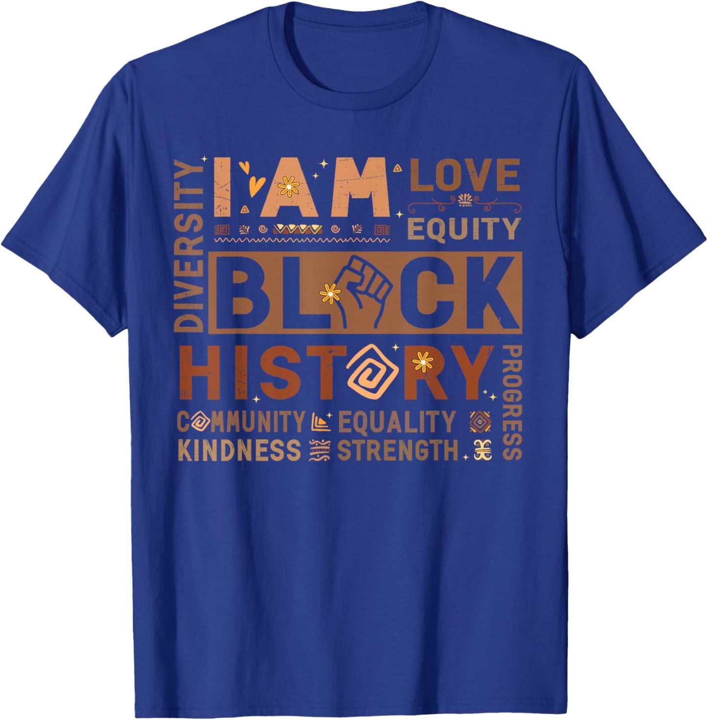 I Am Black History African American Diversity Love Equity T-Shirt - T-Shirt | Royal