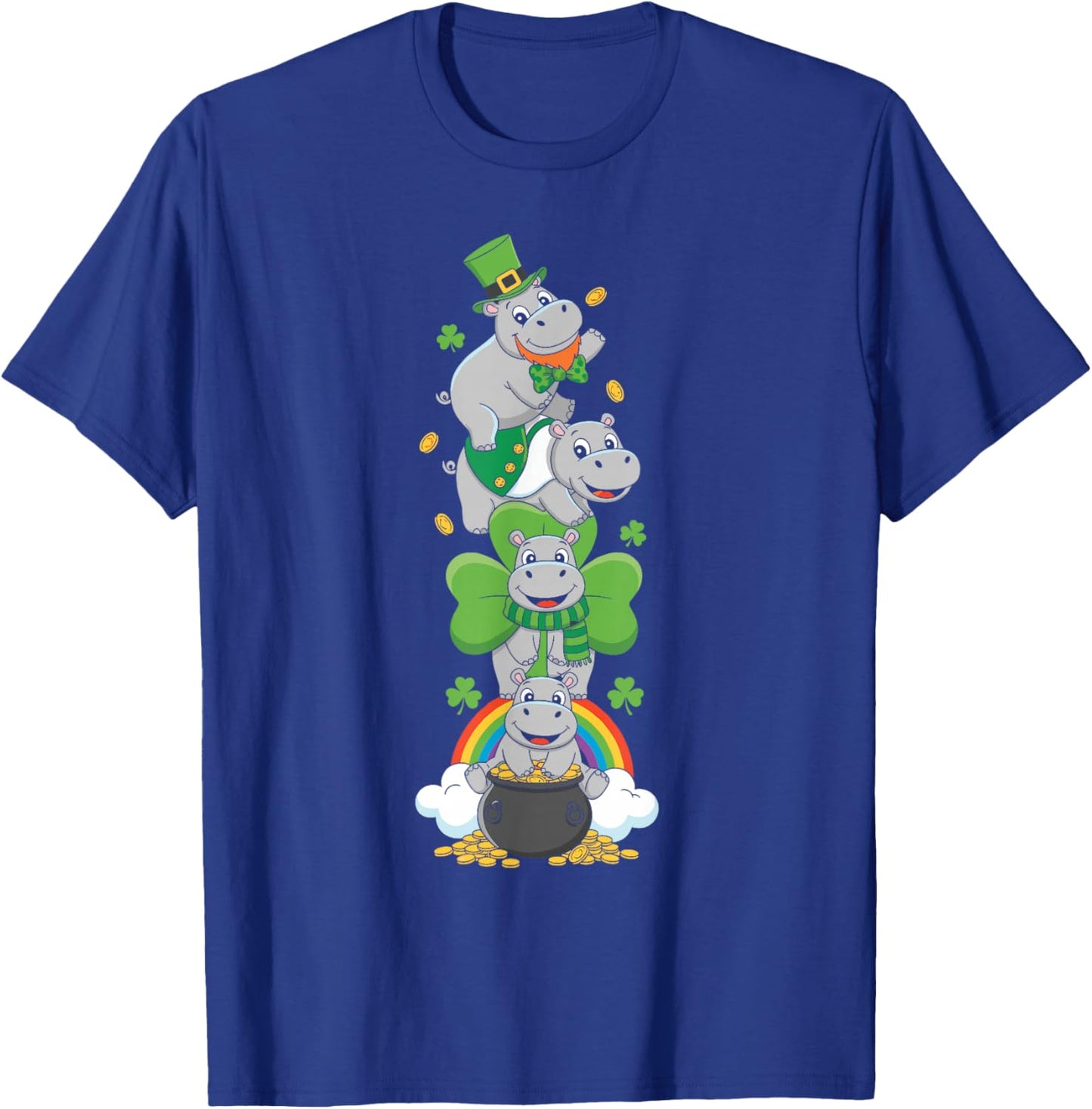 Funny Hippo Hippopotamus St Patricks Day Kids T-Shirt - T-Shirt | Royal
