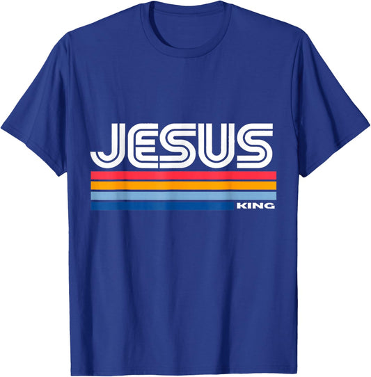 Jesus King Retro Vintage Design T-Shirt - T-Shirt | Royal