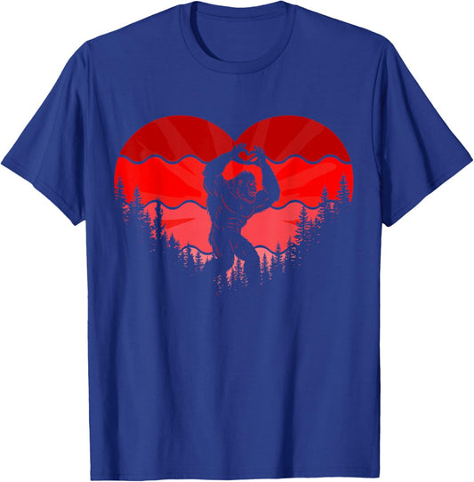 Bigfoot Heart Valentine's Day Boys Girls Kids Love Sasquatch T-Shirt - T-Shirt | Royal