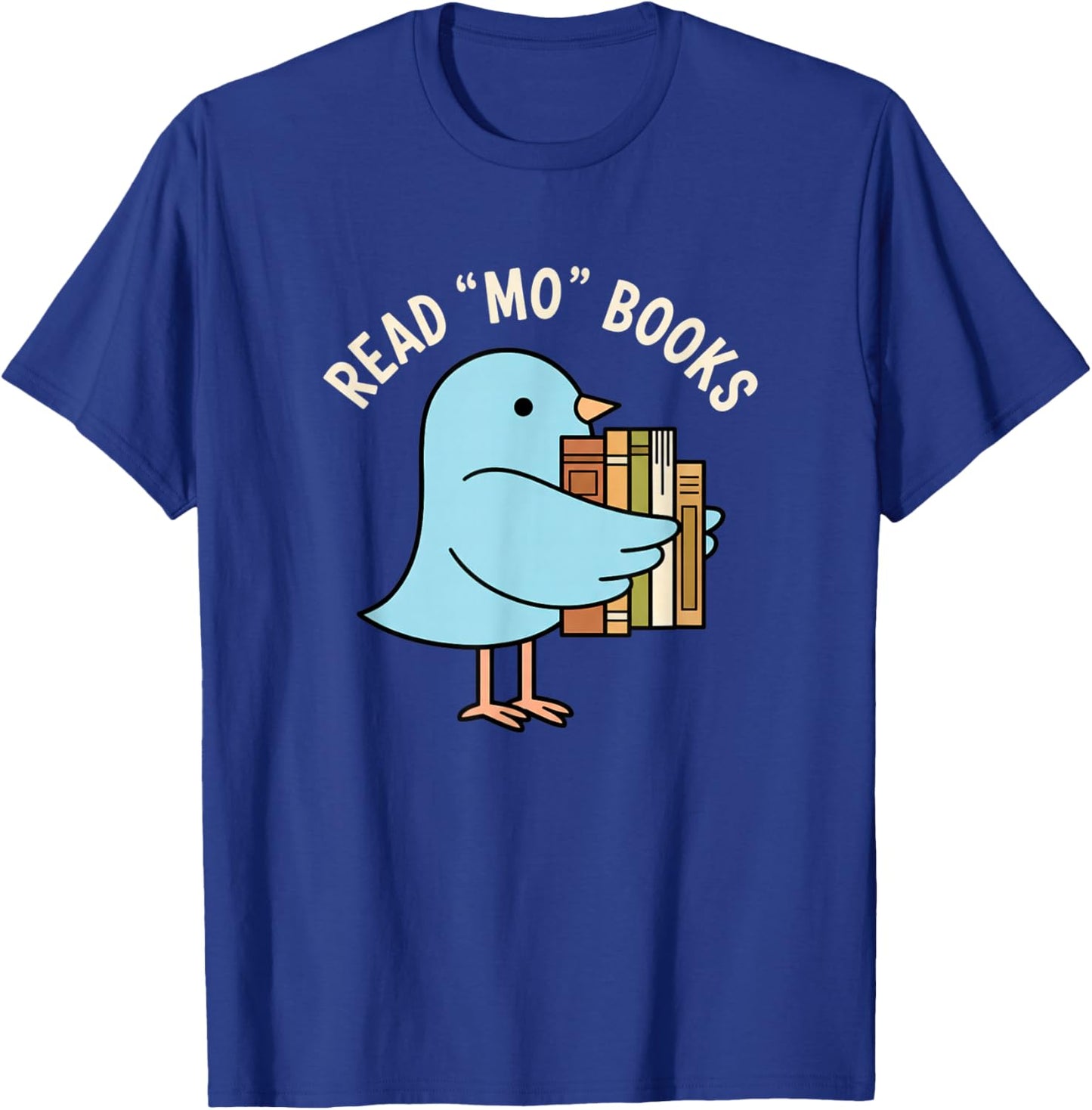 Read Mo Books Cute Bird Reading Kids Book Lover T-Shirt - T-Shirt | Royal