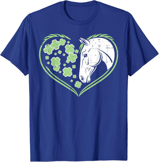 St Patricks Day Horse Heart Saint Pattys Women Girls Kids T-Shirt - T-Shirt | Royal