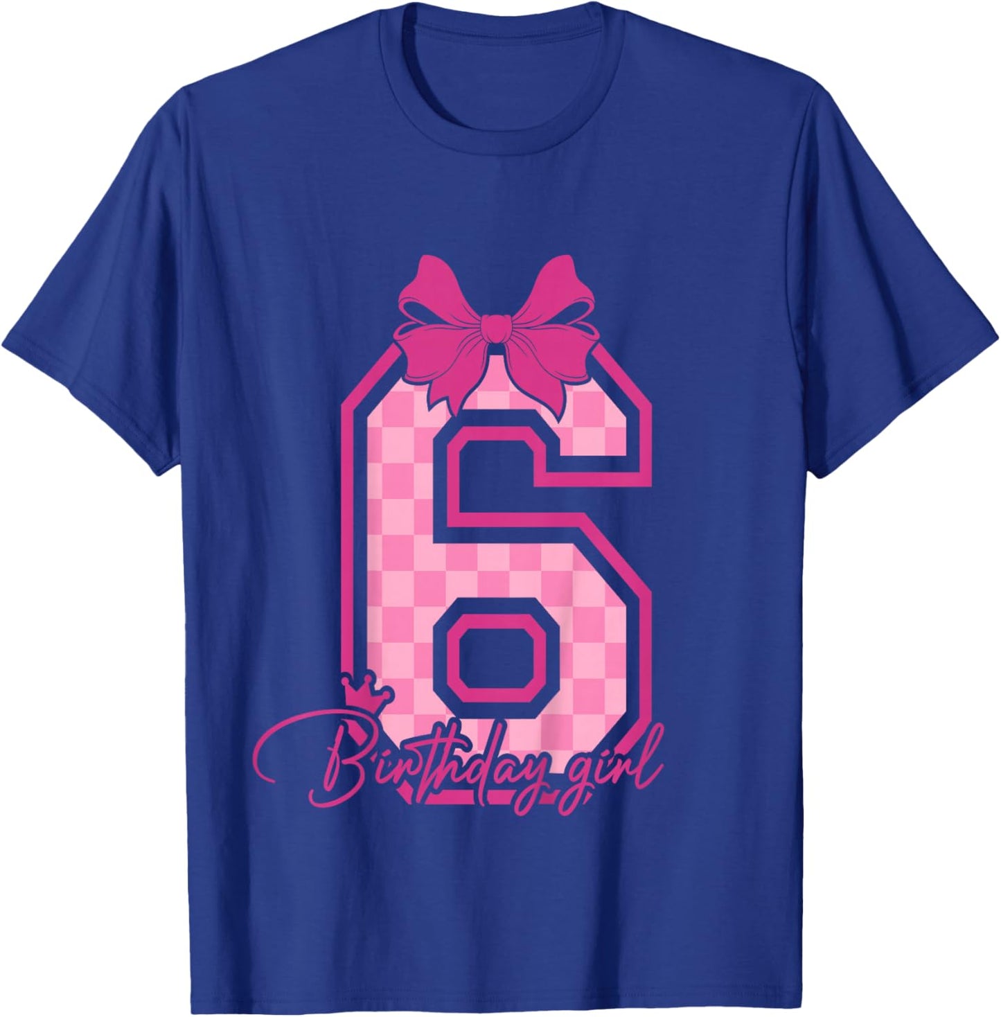 6th Birthday Girl Coquette Pink Bow 6 Year Old Birthday Girl T-Shirt - T-Shirt | Royal